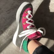 Zapatilla grafito rosado verde cañ alt