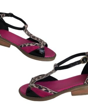 Sandalia animal fucsia negro