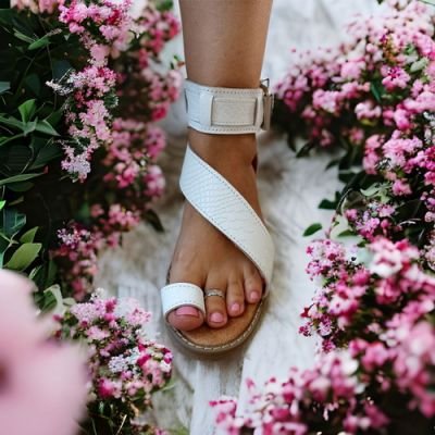 Sandalia diagonal blanco caimán