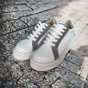 Zapatilla Dolce planta 3,5 cm blanco plata menta